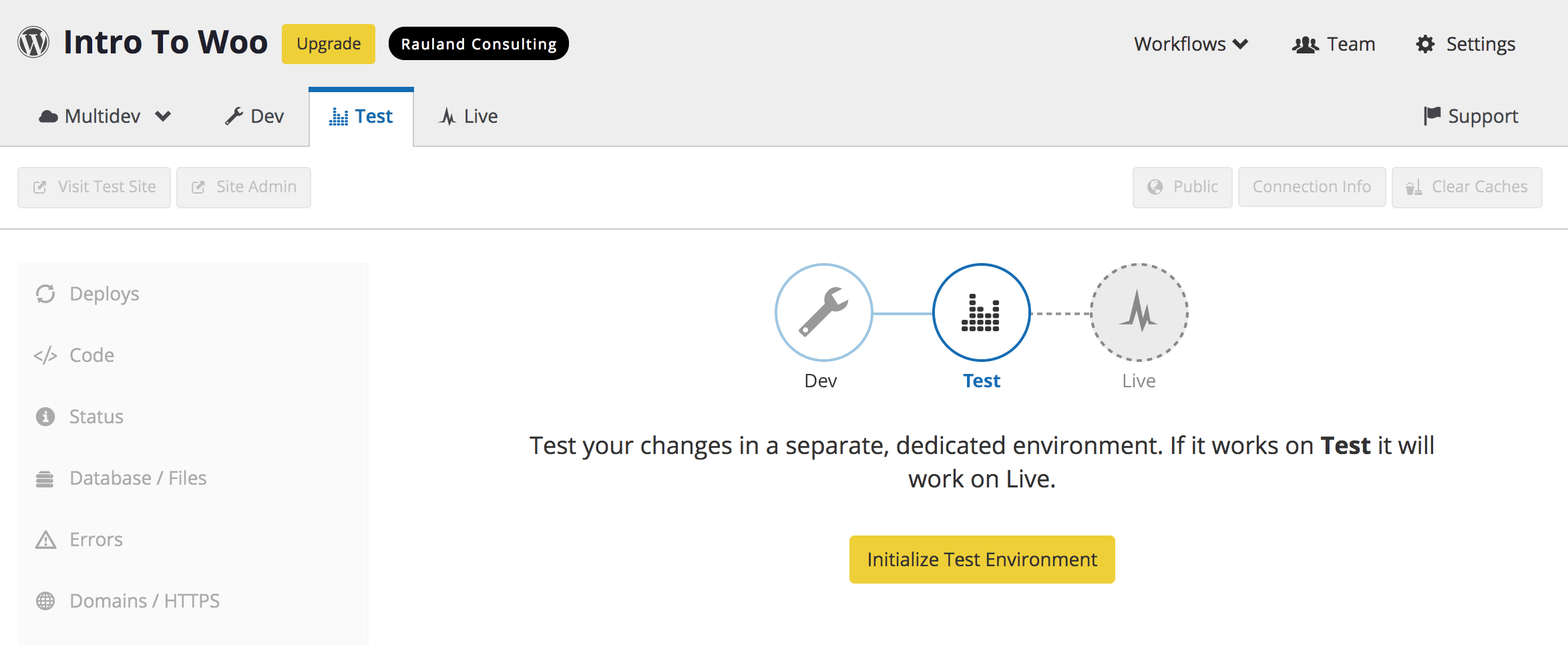 Initializing the test environment
