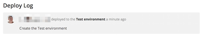 Test environment deploy log