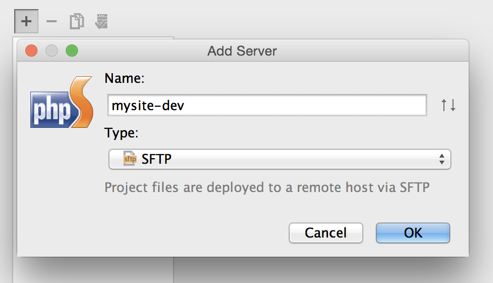 Add web server PhpStorm