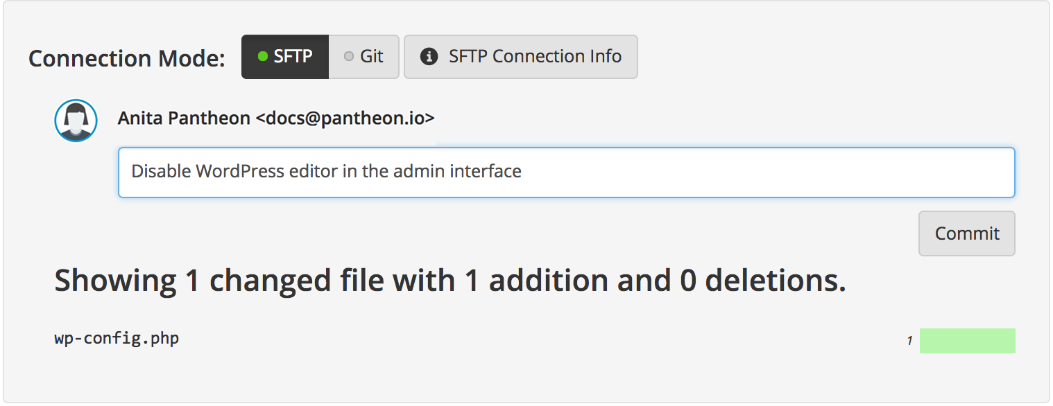 Commit code to disable editor
