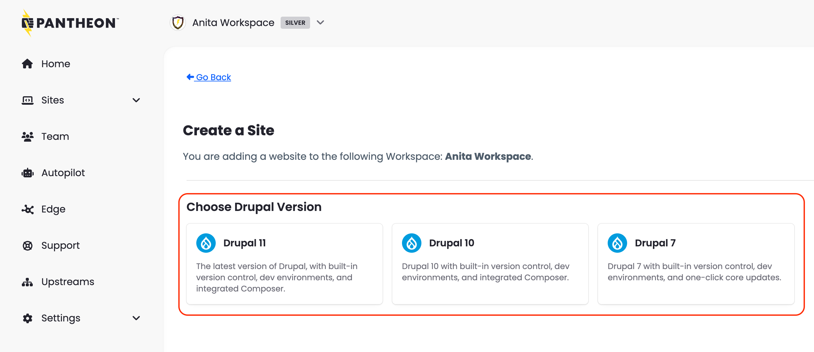 Select Drupal version