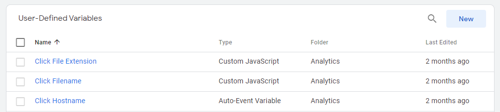 User Defined Variables