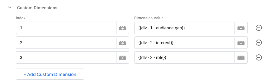 Custom Dimensions List