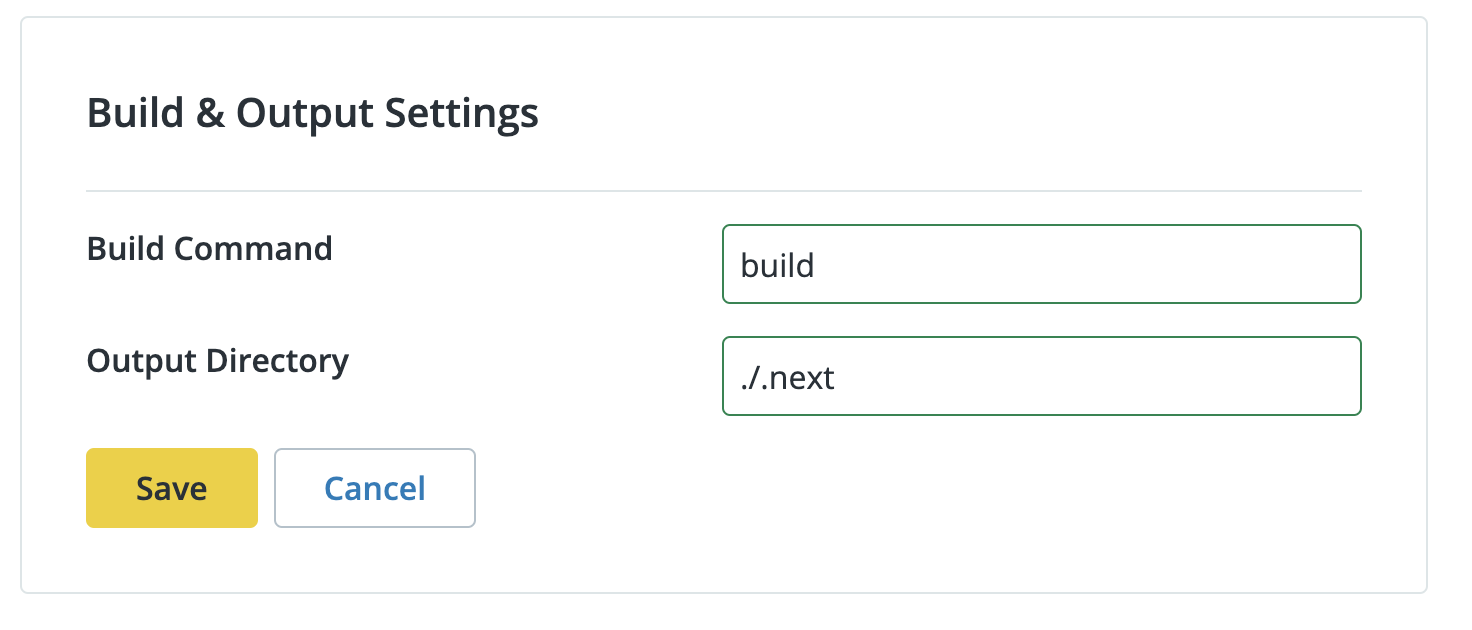 Build and Output Settings