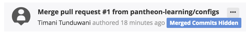 Merged PR commit in the Pantheon dashboard