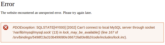 Can't connect to local MySQL server through socket
