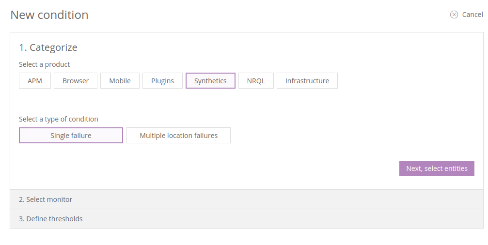 New Relic Synthetics Selection