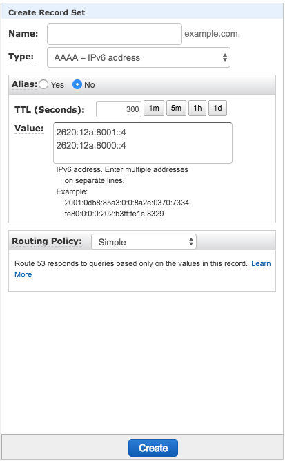 Route 53 AAAA records