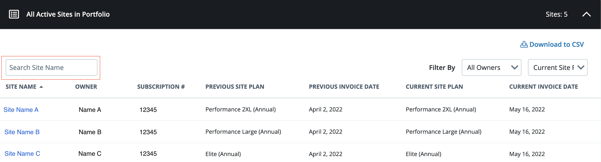 Breakdown Table Search Box