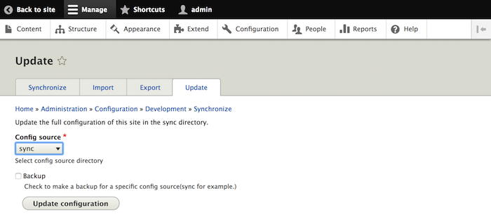 Update configuration